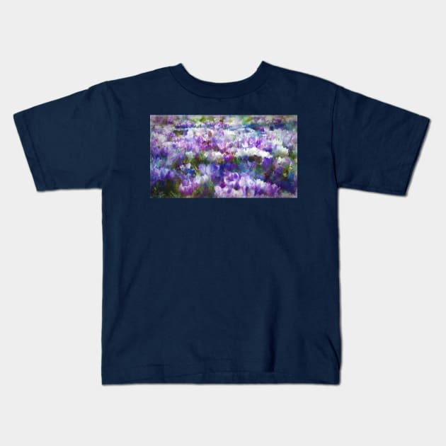 Crocuses After Winter Impressionist Painting Kids T-Shirt by BonBonBunny